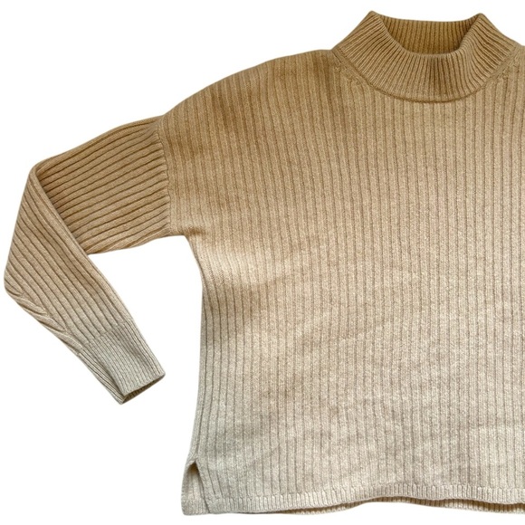 Madewell Womans Small Tan Ribbed Cashmere Sweater - Picture 4 of 13